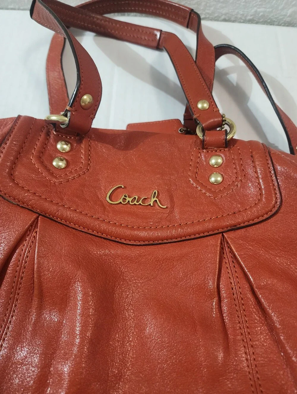 COACH Ashley Vermillion Orange Leather Satchel Shoulder Crossbody Bag Vintage